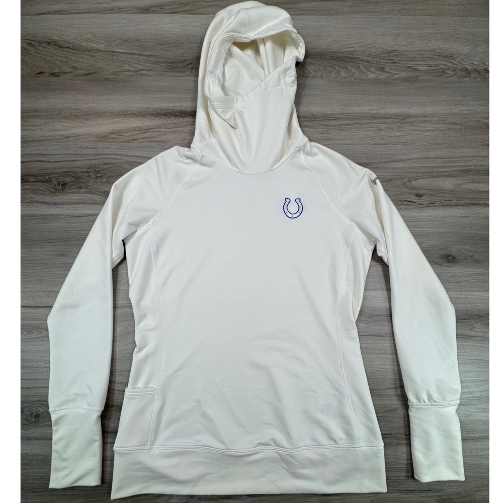Nike Golf Indianapolis Colts Dri-FIT‎ Hoodie White Face Mask Thumbhole Womens M